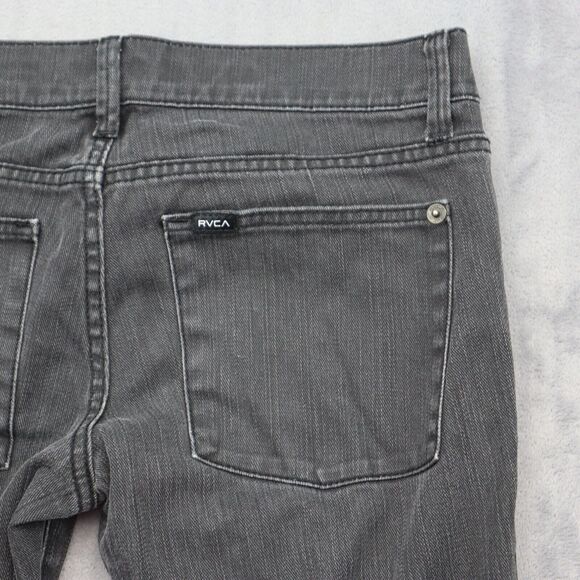 RVCA Pants Womens 27 Black Low Rise Single Row Button Straight Leg Denim Jeans - Picture 16 of 16